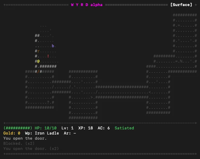 The game running in a terminal over telnet